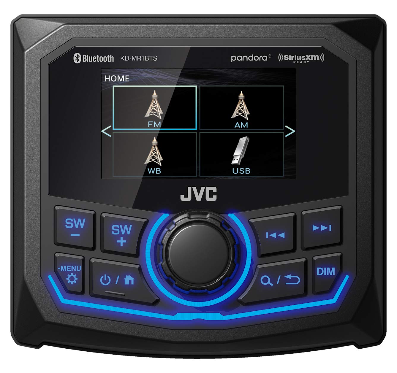 Jvc Kd-Mr1Bts Bluetooth Marine Receiver W/Two Pairs Of Kicker Marine Oem Replacement Speakers - Black